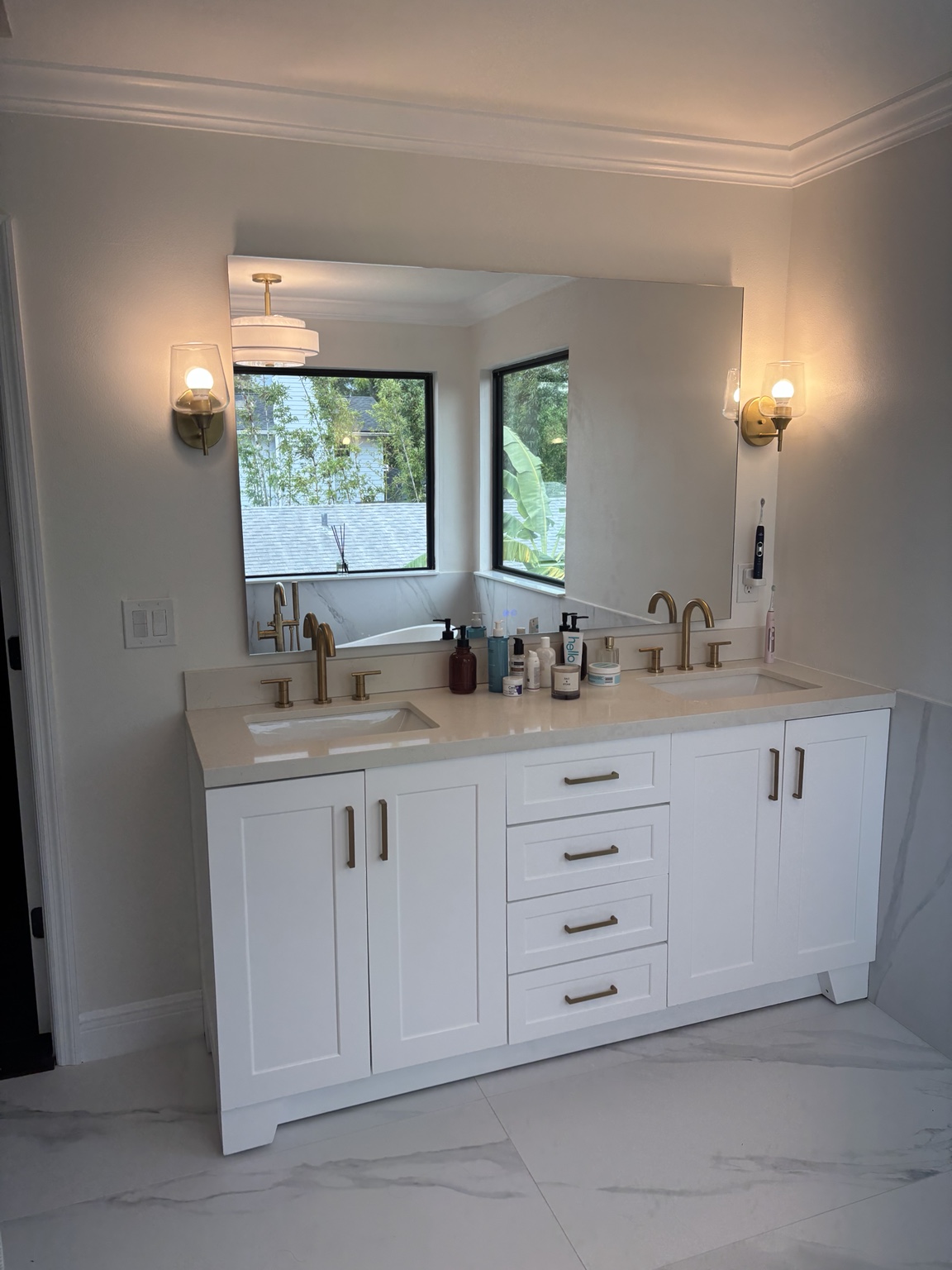Finished double vanity