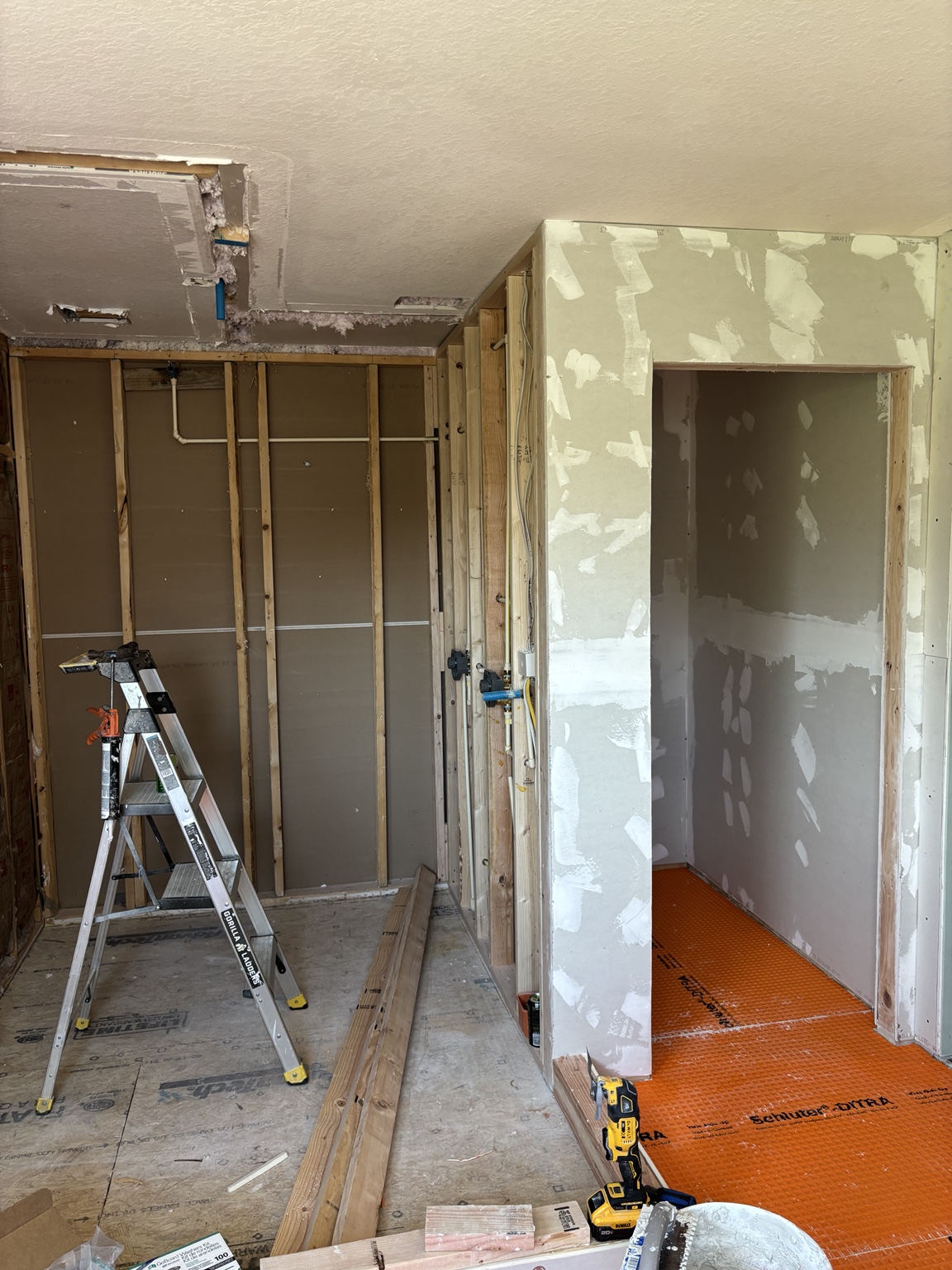 Bathroom demolition and framing stage